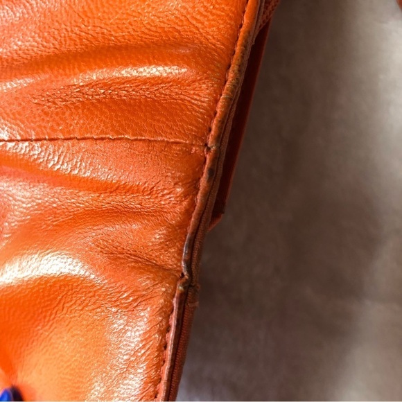 Pelle Studio Leather Burnt Orange Tri Fold Crossbody Purse Bag - Picture 10 of 14